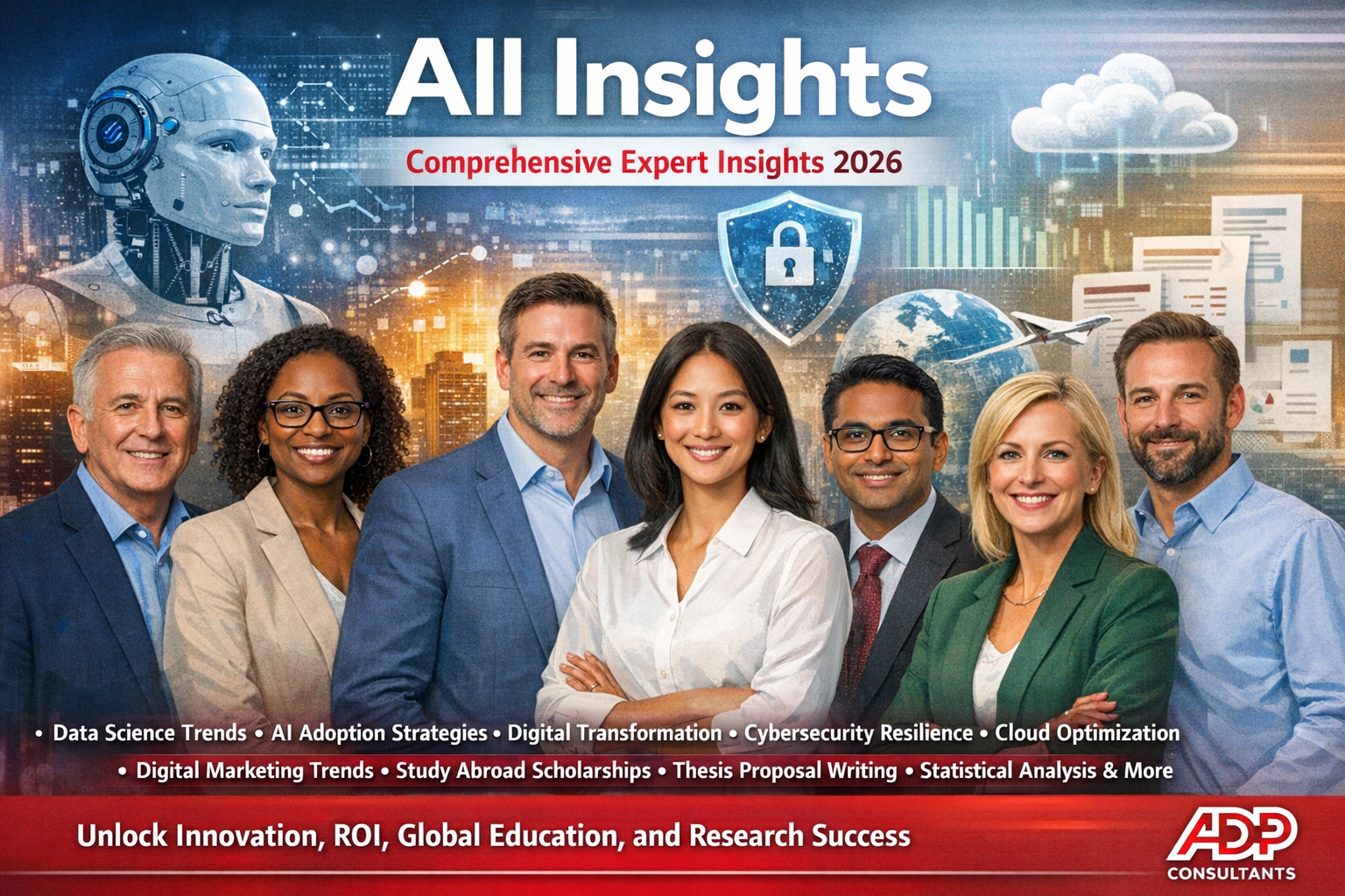 Here's a detailed breakdown of the ALT text, title, caption, and description for an image based on your request: ALT Text: "Comprehensive expert insights 2026-2030 covering data science trends, AI adoption strategies, digital transformation roadmaps, cybersecurity resilience, cloud optimization, digital marketing trends, study abroad scholarships, thesis proposal writing guides, statistical analysis techniques, and more from leading technology, data, and academic consultants. Unlock innovation, ROI, global education, and research success