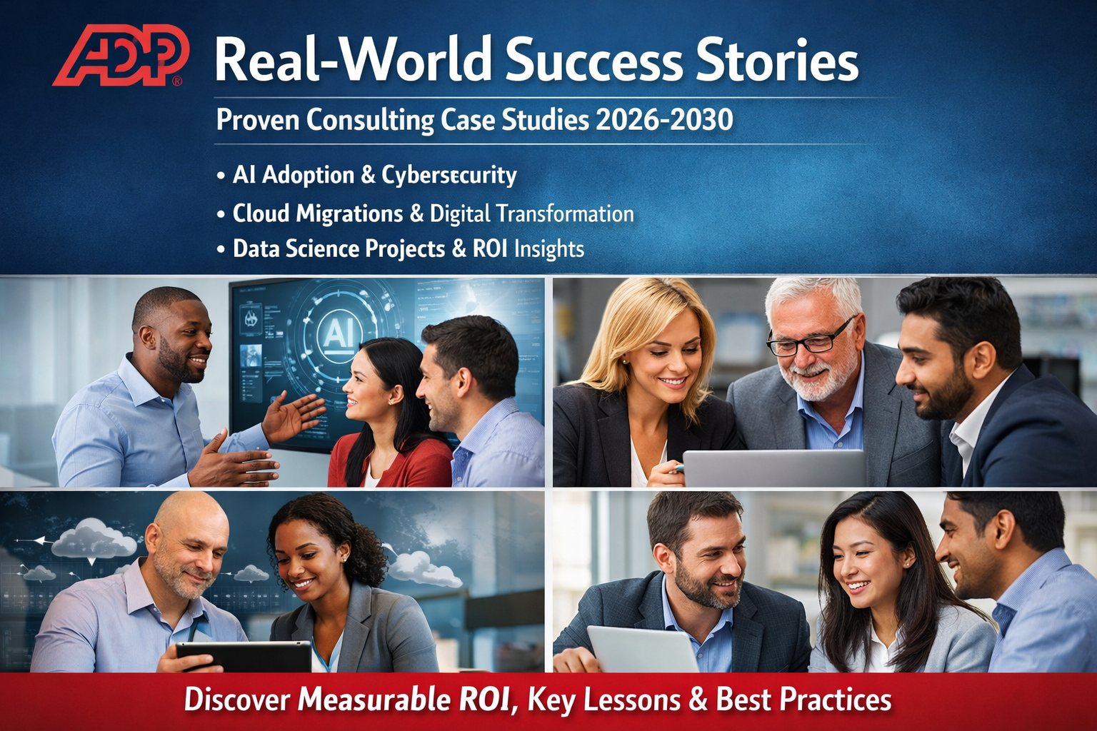 Proven consulting case studies 2026-2030 showcasing AI adoption, cybersecurity implementations, cloud migrations, digital transformation, and data science projects. Discover measurable ROI, key lessons, and best practices from high-impact enterprise engagements