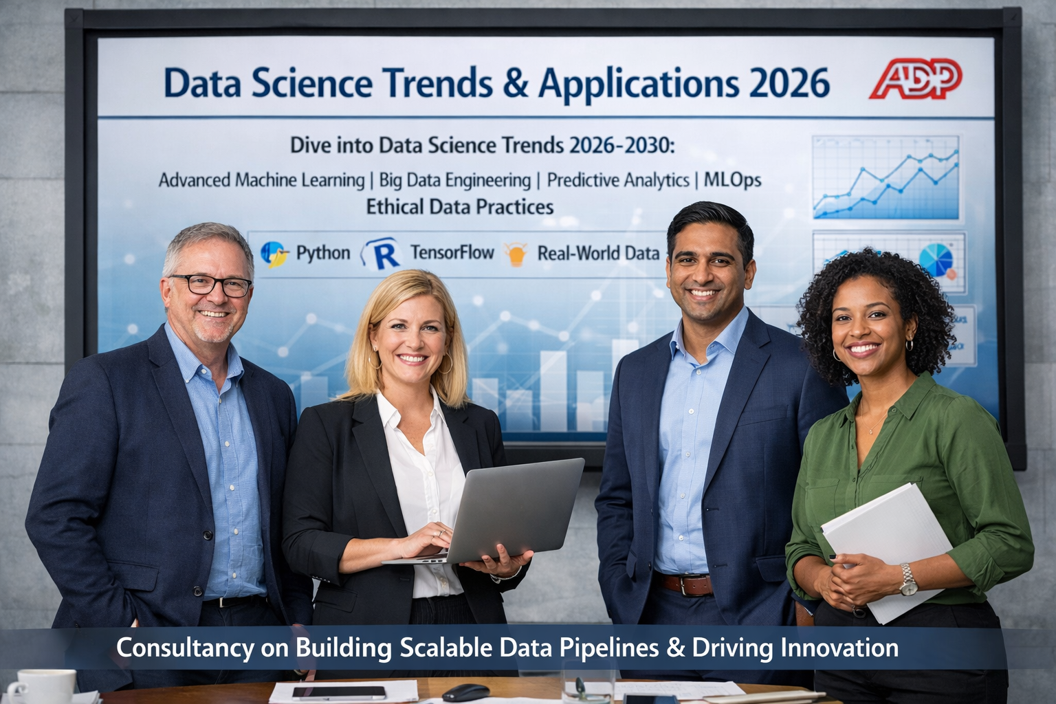 Dive into data science trends 2026-2030 with advanced machine learning models, big data engineering, predictive analytics, MLOps, and ethical data practices. Consultancy on building scalable data pipelines, deriving business insights, and driving innovation with Python, R, TensorFlow, and real-world data science projects for enterprises and researchers